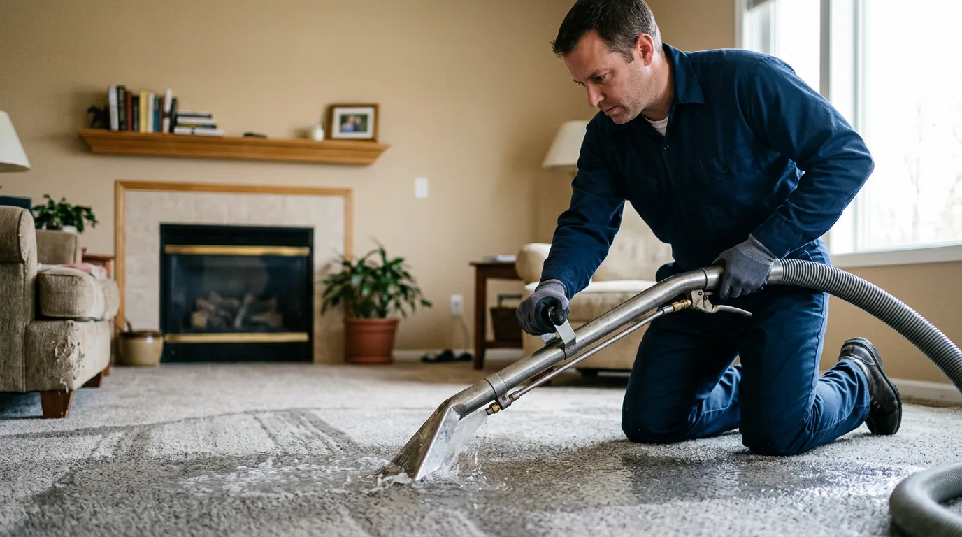 Water damage restoration technician working near Enfield, CT